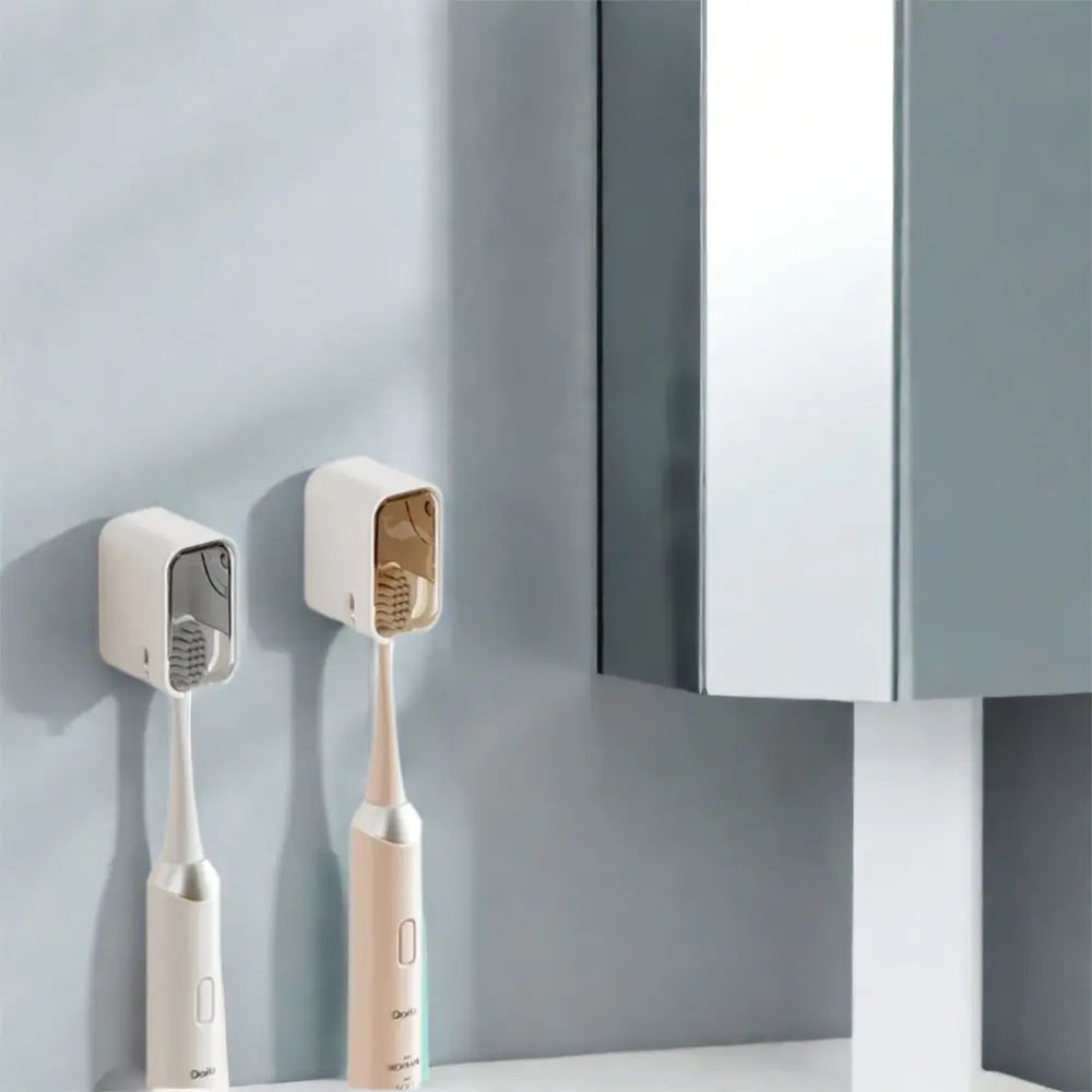 3Pcs Plastic Electric Toothbrush Storage Rack Wall Mounted Flip-top Tooth Brush Rack Waterproof Dustproof Toothbrush Holder