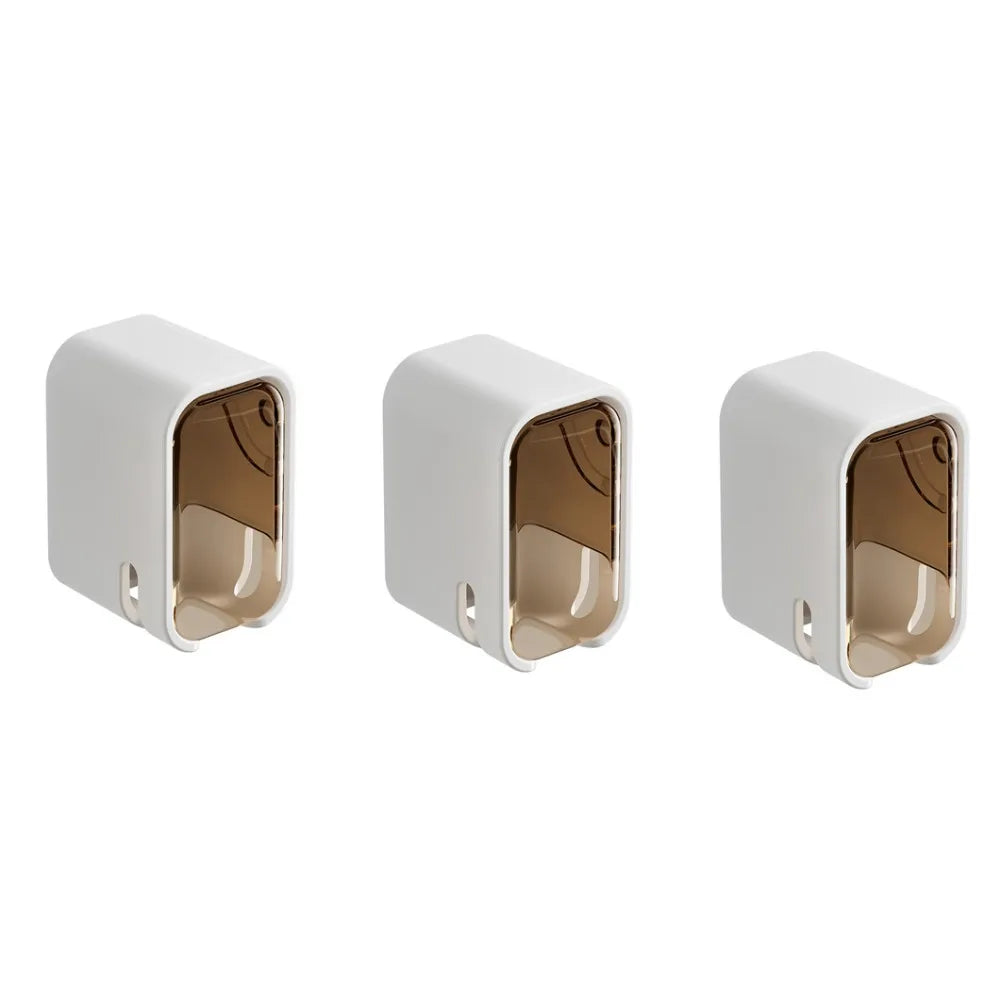 3Pcs Plastic Electric Toothbrush Storage Rack Wall Mounted Flip-top Tooth Brush Rack Waterproof Dustproof Toothbrush Holder