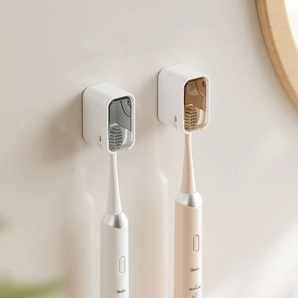 3Pcs Plastic Electric Toothbrush Storage Rack Wall Mounted Flip-top Tooth Brush Rack Waterproof Dustproof Toothbrush Holder