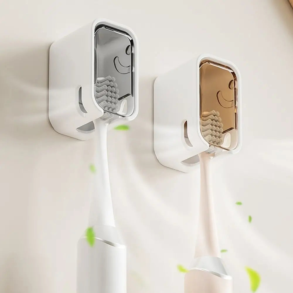 3Pcs Plastic Electric Toothbrush Storage Rack Wall Mounted Flip-top Tooth Brush Rack Waterproof Dustproof Toothbrush Holder